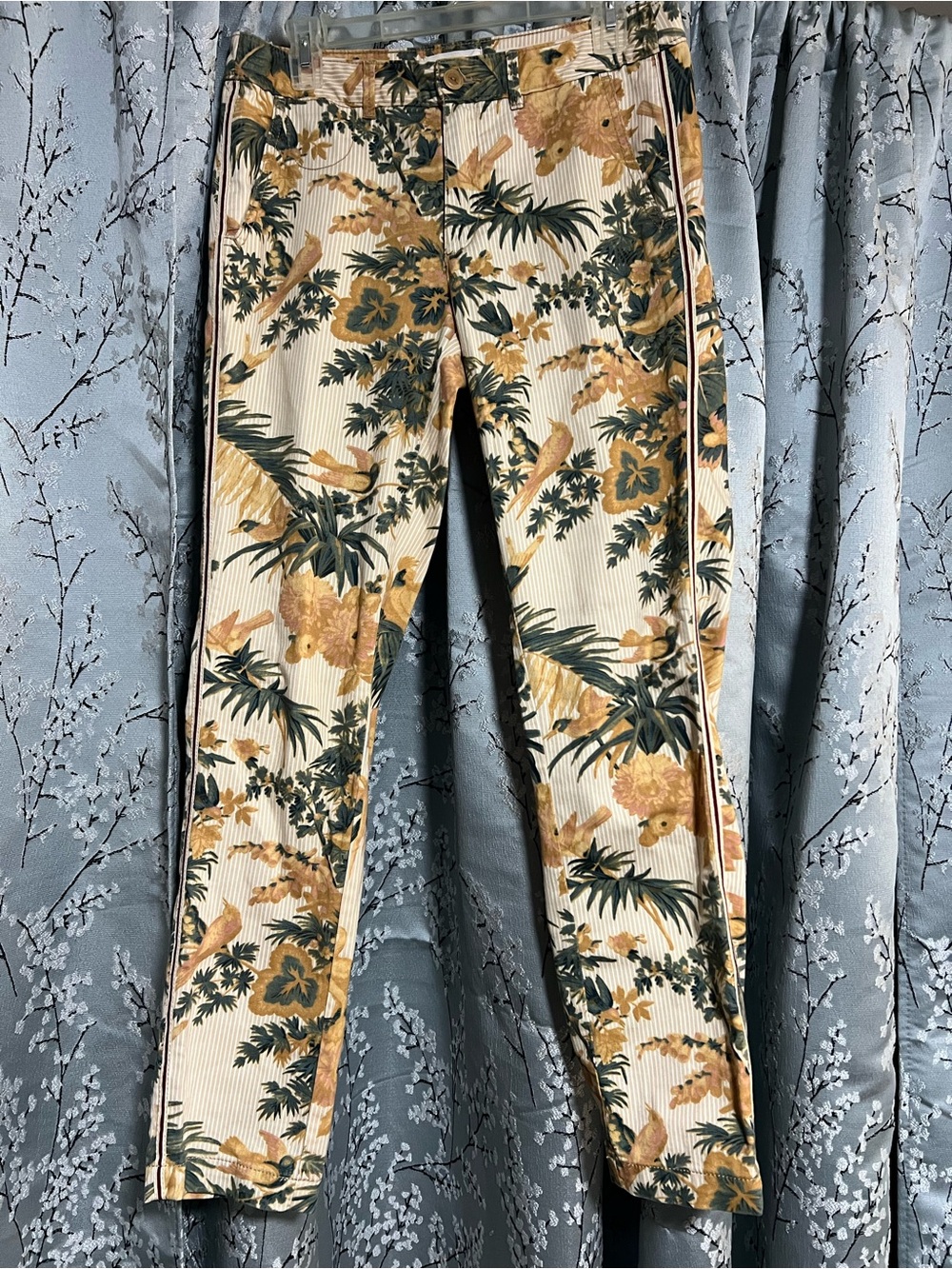 Floral Cream & Gold Stretch Jeans